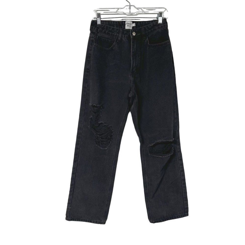 Princess Polly Fraya Boyfriend Ripped Baggy Jeans Black Womens Size 6